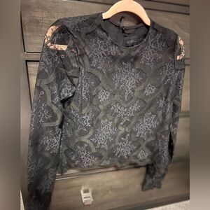 Kendall & Kylie Elegant Black Lace Blouse